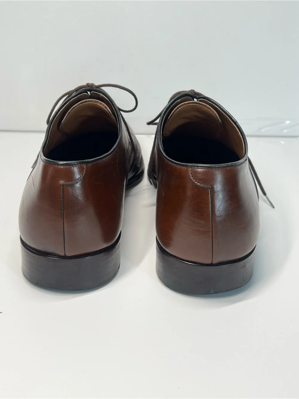 PETER HUBER Brown Leather Cap Toe Oxford Dress Shoes 12 Narrow Classic Lace